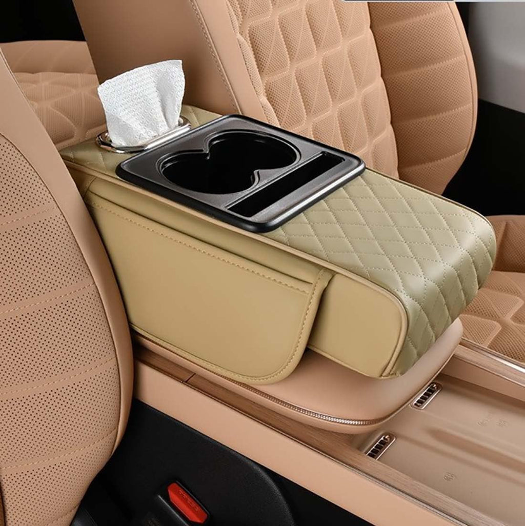 Coficoi Beige Car Armrest Cushion