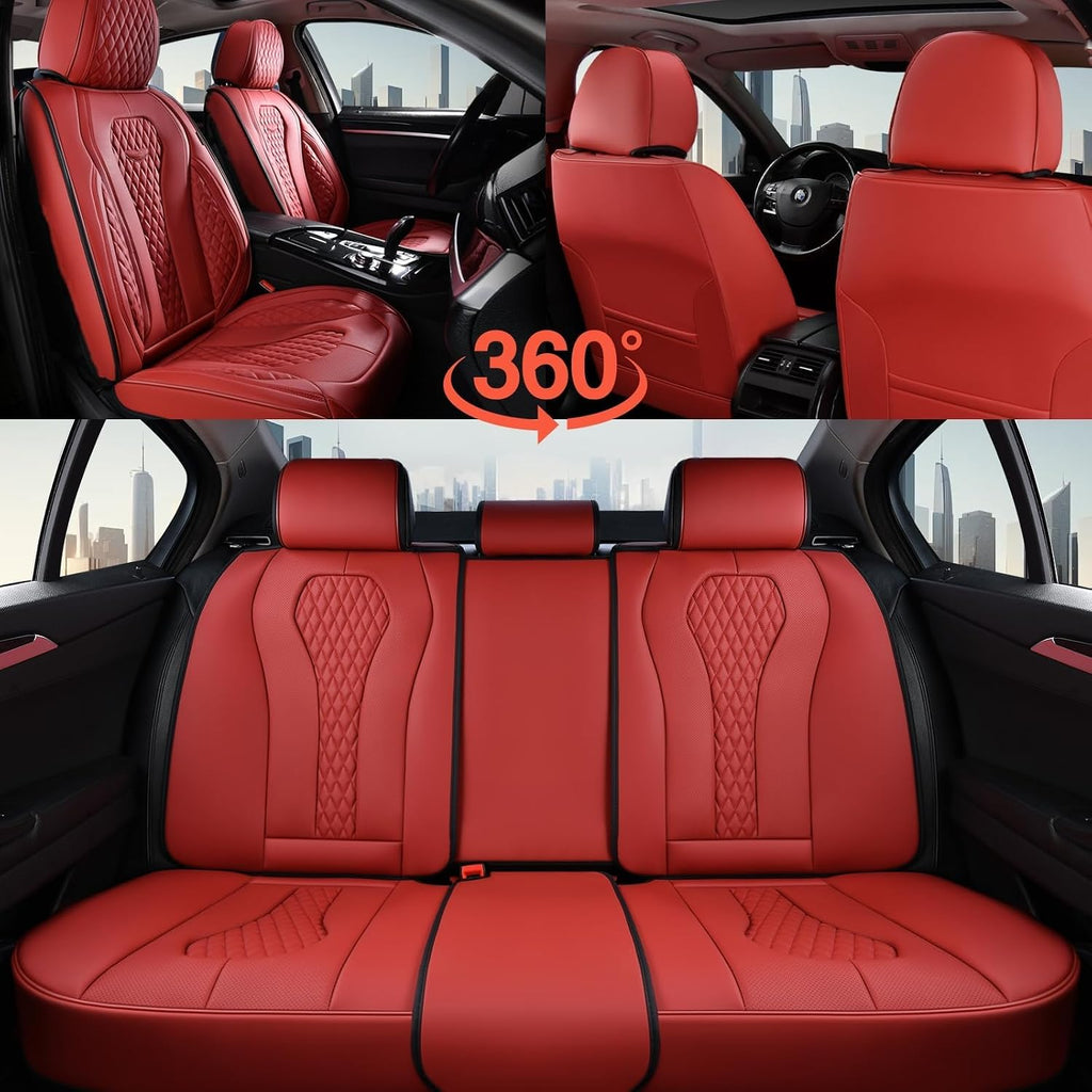 Coverado Red Faux Leather Seat Covers