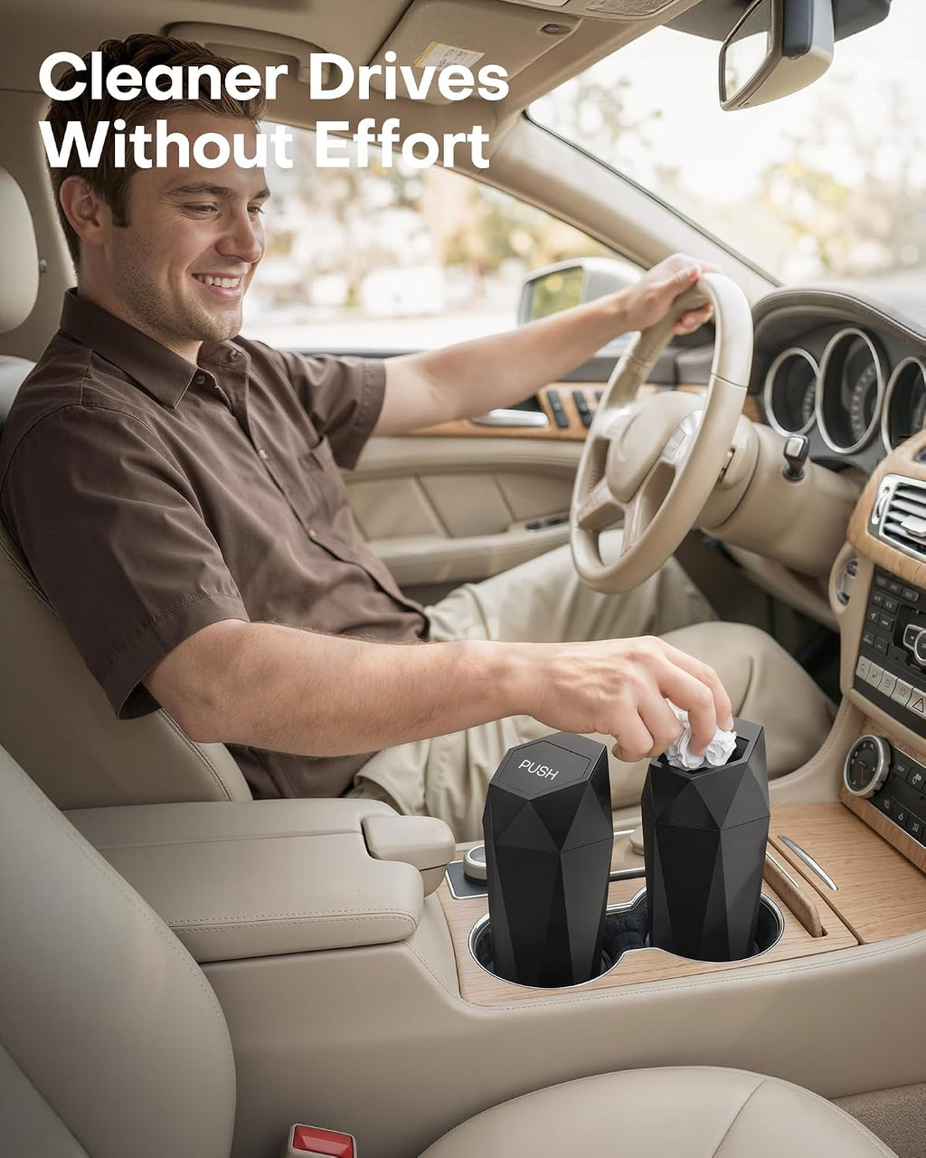HOTOR Car Trash Cans with Lids, 2-Pack