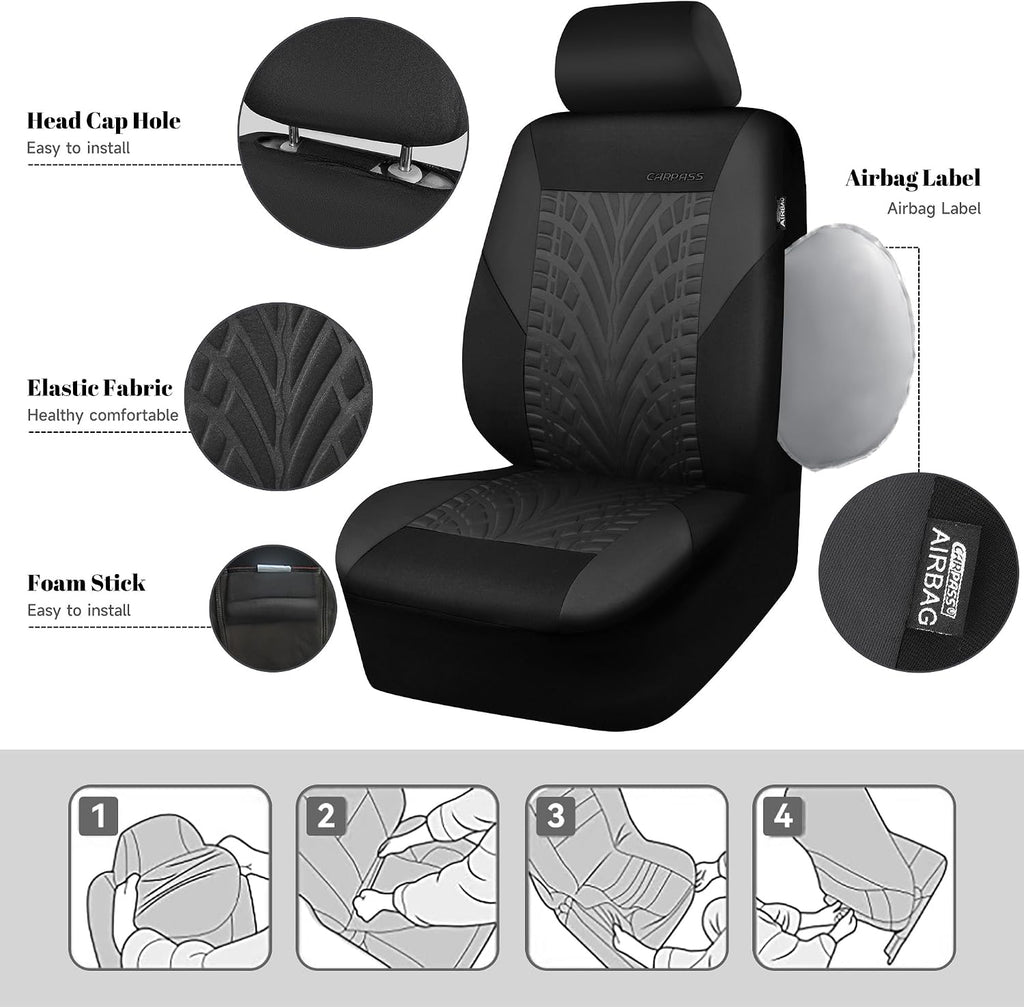 CAR PASS Charcoal Seat Covers
