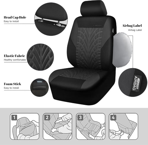 CAR PASS Charcoal Seat Covers