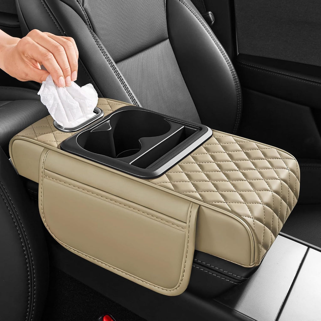 AuraSettle Nappa Leather Console Armrest Cover