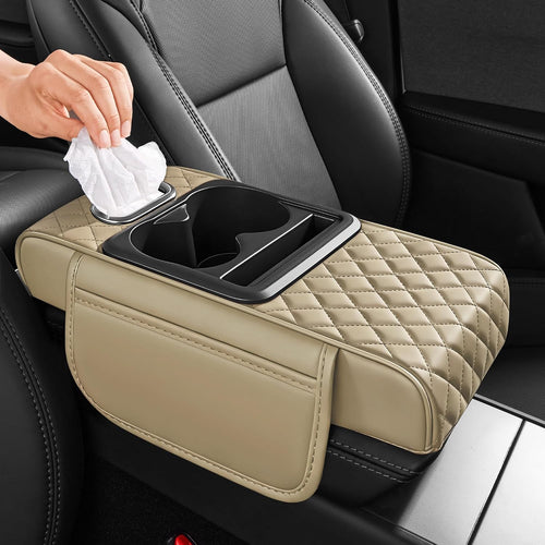 AuraSettle Nappa Leather Console Armrest Cover
