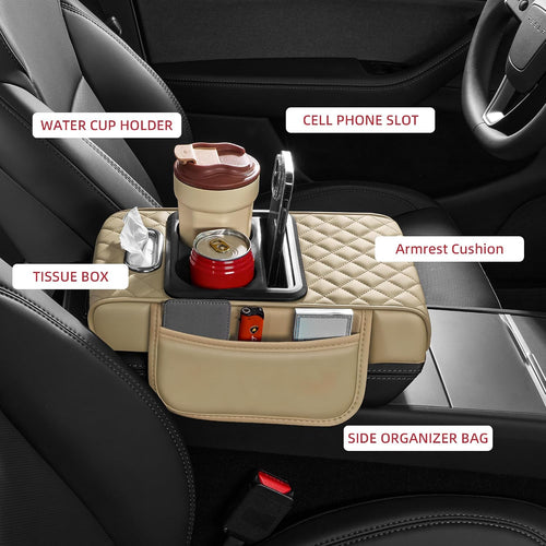 AuraSettle Nappa Leather Console Armrest Cover